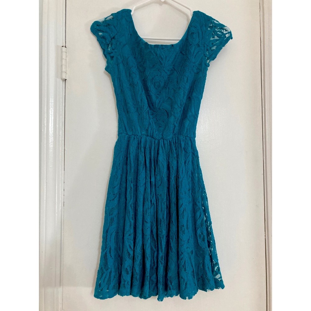 B.Darlin teal blue lace dress